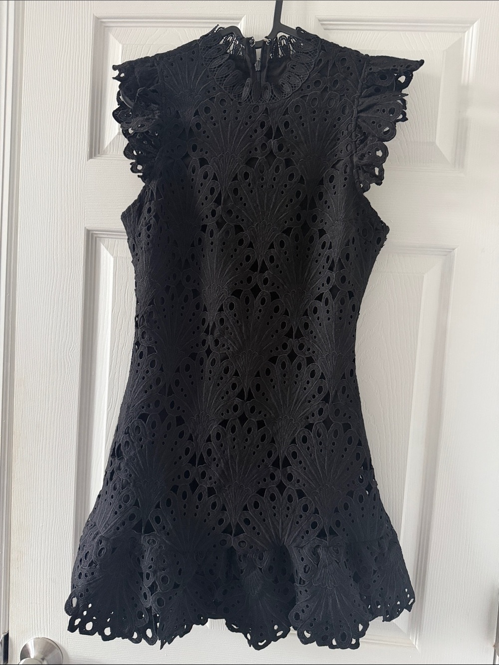 Aqua Black Eyelet Lace Mini Dress